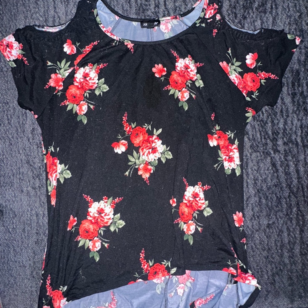 Joe Boxer Black and red floral shoulder cut out lace touch